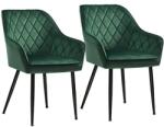 SONGMICS 2 db-os Étkezőszék szett kartámasszal, bársony kárpittal, zöld (LDC088C02)