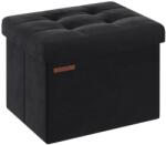 SONGMICS Összecsukható bársony puff tárolóval, fekete, 41x31x31 cm (LSF200B01)