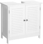 VASAGLE Mosdó alatti fürdőszobai szekrény, dupla ajtós, 60 x 60 x 30 cm matt fehér (BBC05WT)