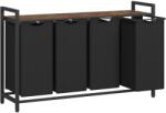 VASAGLE szennyestartó, 4 rekeszes ruhaszeparáló kosár 116×33×72 cm, Fekete és rusztikus barna (BLH401B01) - tutihome