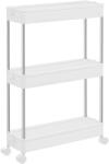 SONGMICS Tárolókocsi, guruló polc, 3 szintes, helytakarékos, fürdőszobába, konyhába, irodába, 40 x 13, 5 x 60 cm, fehér (KSC007W01)