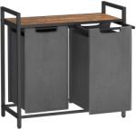 VASAGLE Szennyeskosár, 2 rekeszes mosodai kosár, 2 x 46 liter, szürke (BLH201G01)