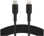 Belkin BOOST CHARGE USB-C-Lightning kábel, fonott, 1M, fekete (CAA004bt1MBK)