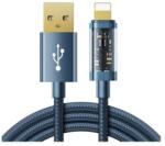 JOYROOM adatkábel, usb - lightning, 2.4a, 20w, pd gyorstöltő, 200cm, cipőfűző, sötétkék, kompatibilis: Apple iPhone 14 Pro / iPhone 14 Plus / iPhone 14 (S-UL012A20_BL)