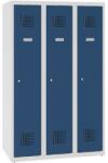 Malow Alacsony iskolai öltözőszekrény, 3 ajtós, 300 mm, szürke/sötét kék, hengerzárral