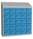 Malow Olaf hegesztett szekrény személyes tárgyakra, 25 box, elfordítható zár, szürke/világoskék