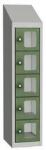 Malow Olaf hegesztett szekrény személyes tárgyakra áttetsző ajtóval, 5 box, elfordítható zár, szürke/zöld