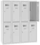 Malow Alacsony iskolai öltözőszekrény, 8 rekeszes, 300 mm, szürke/szürke, hengerzárral