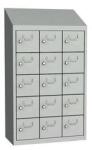 Malow Olaf hegesztett szekrény személyes tárgyakra, 15 box, elfordítható zár, szürke/szürke