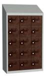 Malow Olaf hegesztett szekrény személyes tárgyakra, 15 box, elfordítható zár, szürke/barna