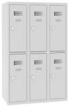 Malow Alacsony iskolai öltözőszekrény, 6 rekeszes, 300 mm, szürke/szürke, forgóretesszel