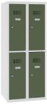 Malow Alacsony iskolai öltözőszekrény, 4 rekeszes, 300 mm, szürke/zöld, hengerzárral