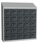 Malow Olaf hegesztett szekrény személyes tárgyakra, 25 box, elfordítható zár, szürke/antracit