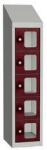 Malow Olaf hegesztett szekrény személyes tárgyakra áttetsző ajtóval, 5 box, elfordítható zár, szürke/sötétpiros