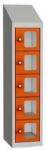 Malow Olaf hegesztett szekrény személyes tárgyakra áttetsző ajtóval, 5 box, elfordítható zár, szürke/narancssárga