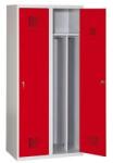 Malow Hegesztett öltözőszekrény válaszfallal Drake könnyített, 2 rekeszes, forgózárral, szürke/piros
