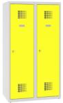 Malow Alacsony iskolai öltözőszekrény, 2 ajtós, 400 mm, szürke/sárga, hengerzárral