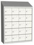 Malow Olaf hegesztett szekrény személyes tárgyakra, 20 box, elfordítható zár, szürke/fehér