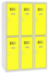 Malow Alacsony iskolai öltözőszekrény, 6 rekeszes, 300 mm, szürke/sárga, forgóretesszel