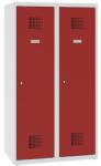 Malow Alacsony iskolai öltözőszekrény, 2 ajtós, 400 mm, szürke/piros, hengerzárral
