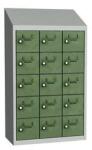 Malow Olaf hegesztett szekrény személyes tárgyakra, 15 box, elfordítható zár, szürke/zöld