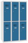 Malow Alacsony iskolai öltözőszekrény, 6 rekeszes, 300 mm, szürke/kék, hengerzárral