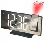  OEM Tükör stílusú óra, LED-del és vetítéssel, 180°-os elforgatás, 2 féle ébresztő 40 hanggal, 5 fényerőszint, nagy kijelző, prémium minőség, fekete (ASCIM5856444)