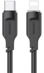 USAMS lithe series adatkábel, type-c - lightning, 20w, pd gyorstöltő, 120cm, led jelzés, fekete (SJ566USB01)