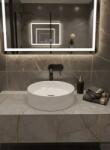 Coloana Lavoar Rotund Alb din Ceramică cu Finisaj Marble Subtil - a712-cugo04-m (5902025052345)