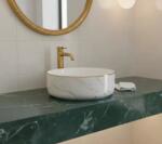 Coloana Lavoar rotund ceramic A524B-KG268 - alb marmorat cu accente aurii (5902025052529)