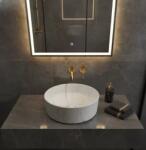 Coloana Lavoar Ceramic Rotund Alb cu Model Marmură Neagră a712-p429m (5902025052550)