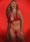 Daring Intimates Blushing Romance Bra & Panty Set Red S/M