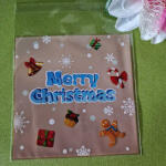  DCS81 - Karácsonyi mintás mikulás tasak - narancs hátuljú/Merry Christmas felíratú 10x13cm