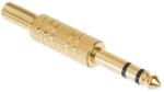  Forrasztható 6, 3mm sztereó jack dugó vezetékre, fém, aranyozott (WTY0027)