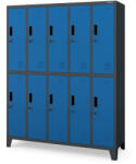 JAN NOWAK BARTEK pléh öltözőszekrény lábakon, 10 rekeszes 1360x1720x450, modell antracit-kék