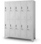 JAN NOWAK BARTEK pléh öltözőszekrény lábakon, 10 rekeszes 1360x1720x450, modell szürke