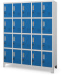 JAN NOWAK ROBERT fém öltözőszekrény, 20 rekeszes, 1360x1720x450, szürke-kék