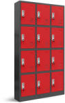 JAN NOWAK MARCIN fém öltözőszekrény, 12 rekeszes, 900x1850x400, modell antracit-piros