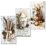  Fa tábla nyomtatott, Őszi, Vintage fehér téma 3db/csomag