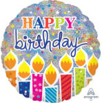 Anagram Fólia lufi, 18"/45cm, gömb alakú, HB hologramos, gyertyás