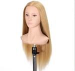  Fodrász babafej vállakkal 60cm protein alapú szintetikus szőke hajjal