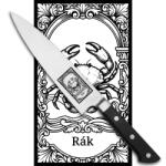 Satake Satoru Gyuto Japán rozsdamentes szakácskés 59 HRC, 21 cm, laminált markolat, HOROSZKÓP RÁK lézergravír mintázat (04-802-789-horoszkop-rak)