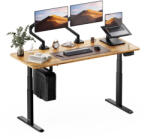 StableDesk Birou reglabil electric StableDesk Pro, 2 motoare, Ridica 125 kg, Organizator cabluri, Touchscreen, Aplicatie pentru Telefon, Cadru Negru mat, Blat Ma (SD-101-NE-D-LR-100x60)