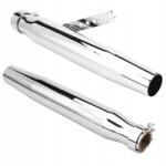  Motorkerékpár Kipufogódob Ezüst Galvanikus Kipufogó Hosszú Csővég