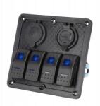  Multifunkciós Vezérlőpanel 2USB Töltővel, 12V 24V Szivargyújtó Aljzattal