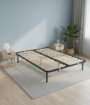 METALEKS Somiera metalica fixa pentru pat dublu 140x190, 6 picioare, 30 lamele lemn fag, benzi textile, suport saltea ferm, negru (00004217)