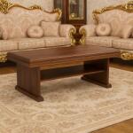 Vamy Masuta cafea cu raft depozitare VML2, PAL, insertii MDF, 125x65x53 cm, Nuc (00003954) Masa de cafea