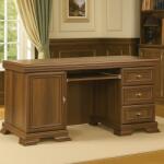 Vamy Birou VMB, clasic, 3 sertare, usa, polita tastatura, Pal Melaminat, insertii MDF, Nuc (00003951)