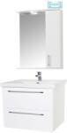 BD Set mobilier baie suspendat, cu lavoar ceramic, GN0541, front MDF, 60 cm, 2 sertare, glisiere soft close si oglinda cu dulap GN0201, dreptunghiulara, PAL, iluminare led, 2 rafturi, alb (S3465,3418)