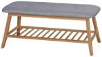 HM Bancheta cu suport pentru pantofi HM ST15, lemn masiv, stofa, capacitate 10 perechi, gri natur (00003317) Pantofar